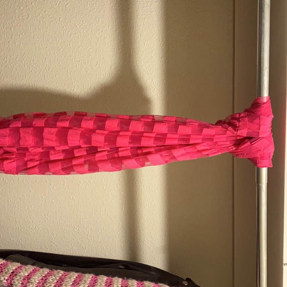 Pink fabric, and mesh, Infinity scarf.
